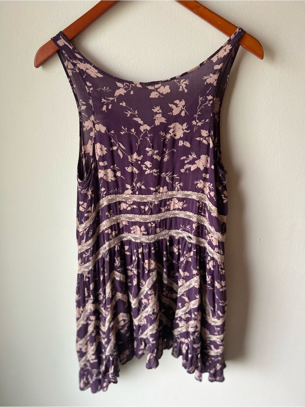 INTIMATELY by Free People Purple Floral Lace Handkerchief Hem Tunic Top - Picture 7 of 10